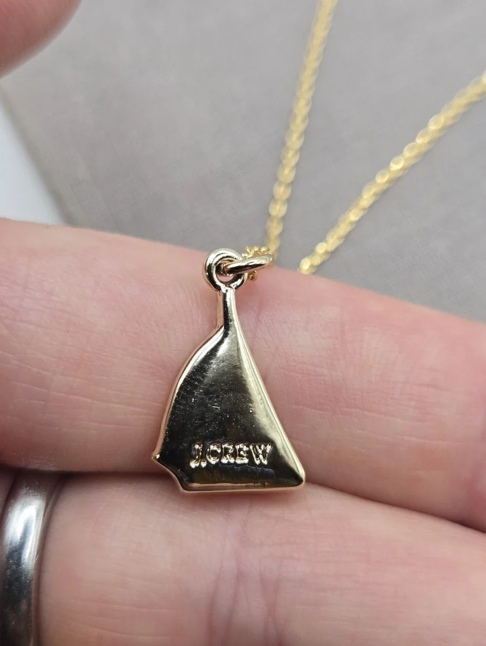 J. Crew Gold Sailboat Charm Necklace 21" Classic Nautical Yacht Quiet Luxury - Picture 5 of 8